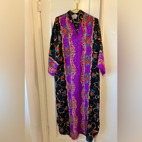 Ruth Norman for Neiman Marcus Floral Pattern Jewel Tone Caftan - Picture 1 of 5
